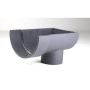 Cast Iron Deep Half Round Gutter Stopend Outlet - 125mm for 75mm Downpipe Primed