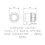 FloPlast Push Fit Waste Tank Connector - 32mm Grey