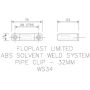 FloPlast Solvent Weld Waste Pipe Clip - 32mm Grey