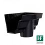 Cast Iron Moulded Ogee Gutter Right Hand Stopend Outlet - 100mm for 65mm Downpipe Black