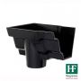 Cast Iron Moulded Ogee Gutter Left Hand Stopend Outlet - 125mm for 100mm Downpipe Black