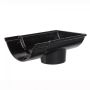 Cast Iron Beaded Half Round Gutter Stopend Outlet - 115mm for 75mm Downpipe Black