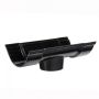 Cast Iron Beaded Half Round Gutter Running Outlet - 125mm for 75mm Downpipe Black