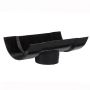Cast Iron Half Round Gutter Running Outlet - 100mm for 75mm Downpipe Black