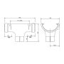 FloPlast Half Round Gutter Running Outlet - 112mm Black - Pack of 2