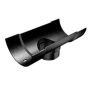 Cast Aluminium Half Round Gutter Running Outlet - 125mm x 76mm Black (9005 Leatherette)
