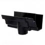 Cast Iron Moulded Ogee Gutter Running Outlet - 125mm for 75mm Downpipe Black