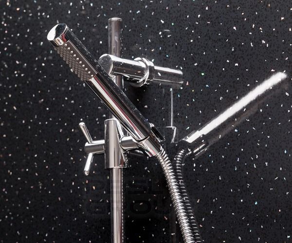 Bathroom & Shower Cladding Aqua1000 PVC Panel - 1000mm x 2400mmm x 10mm Black Sparkle