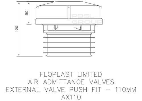 FloPlast Air Admittance Valve External - 110mm Black
