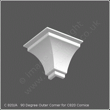 Cornice Moulding Exterior Angle - 90 Degree for C820 Cornice White