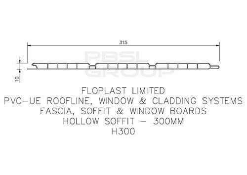 Hollow Soffit Board - 300mm x 10mm x 5mtr White - Pack of 5