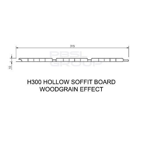 Hollow Soffit Board - 300mm x 10mm x 5mtr Anthracite Grey Woodgrain