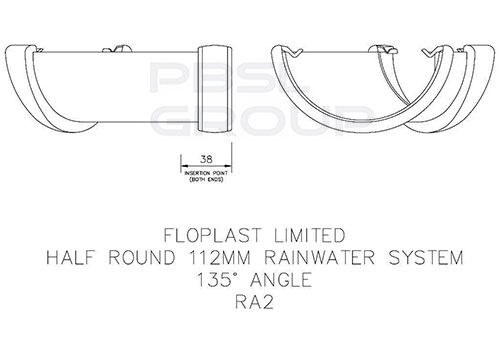 FloPlast Half Round Gutter Angle - 135 Degree x 112mm Grey