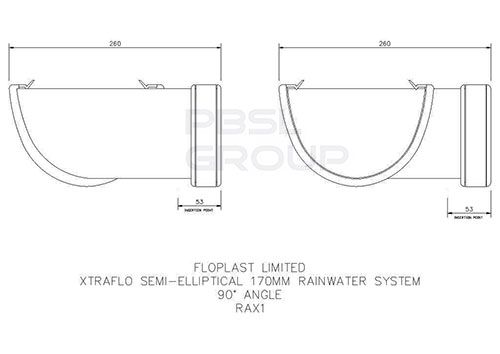 FloPlast Industrial/ Xtraflo Gutter Angle - 90 Degree x 170mm White