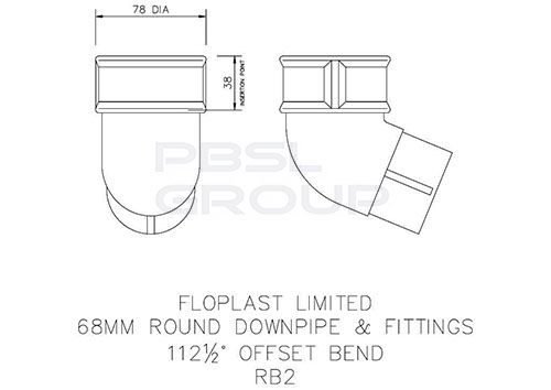 FloPlast Round Downpipe Offset Bend - 112.5 Degree x 68mm Black