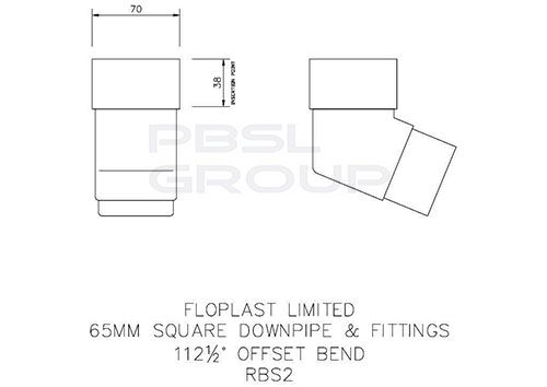 FloPlast Square Downpipe Offset Bend - 112 Degree White
