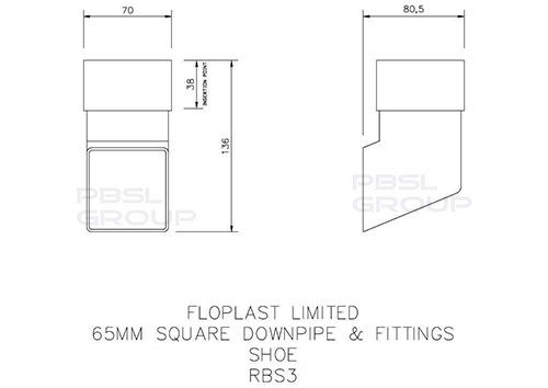 FloPlast Square Downpipe Shoe - 65mm Black