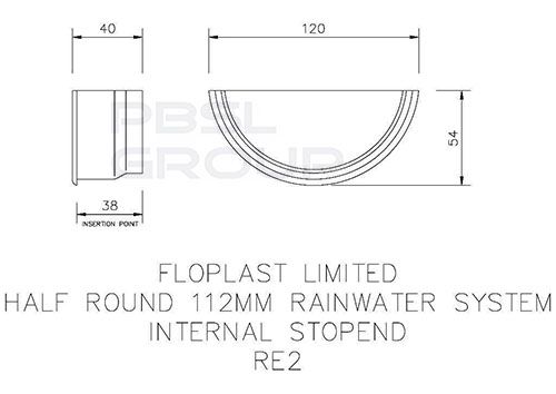 FloPlast Half Round Gutter Internal Stopend - 112mm Black