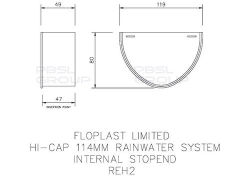 FloPlast Deepflow/ Hi-Cap Gutter Internal Stopend - 115mm x 75mm Black