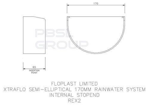 FloPlast Industrial/ Xtraflo Gutter Internal Stopend - 170mm Grey