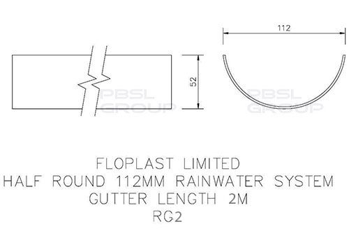 FloPlast Half Round Gutter - 112mm x 2mtr Black