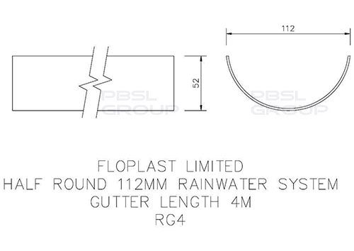 FloPlast Half Round Gutter - 112mm x 4mtr Brown