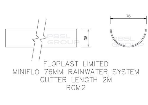 FloPlast Mini Gutter - 76mm x 2mtr Brown