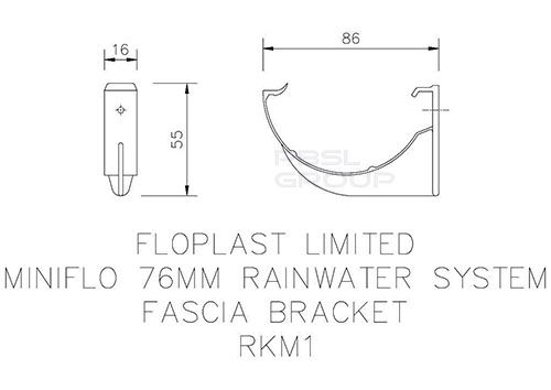 FloPlast Mini Gutter Fascia Bracket - 76mm Black