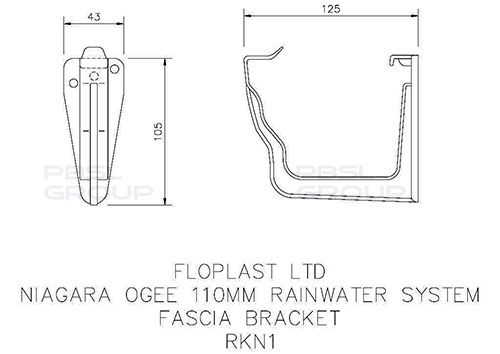 FloPlast Ogee Gutter Fascia Bracket - 110mm x 80mm Brown