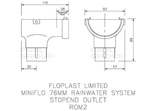 FloPlast Mini Gutter Stopend Outlet - 76mm Brown