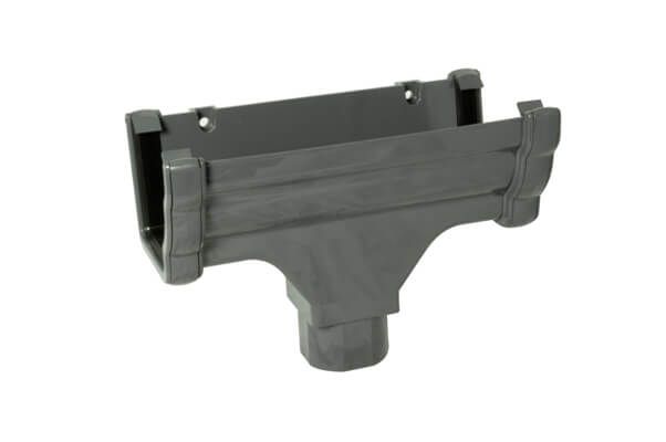 FloPlast Ogee Gutter Running Outlet - 110mm x 80mm Anthracite Grey