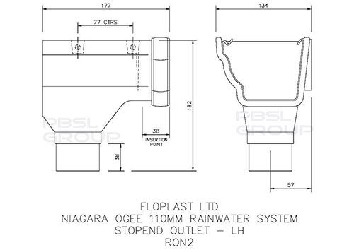 FloPlast Ogee Gutter Stopend Outlet Left Hand - 110mm x 80mm White