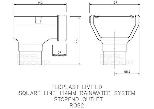FloPlast Square Gutter Stopend Outlet - 114mm White