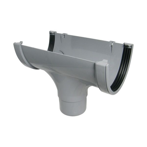 FloPlast Industrial/ Xtraflo Gutter Running Outlet - for 110mm Downpipe 170mm Grey