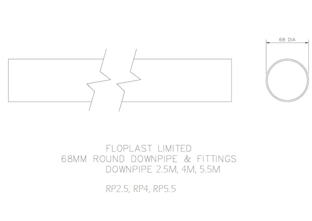 FloPlast Round Downpipe - 68mm x 2.5mtr White