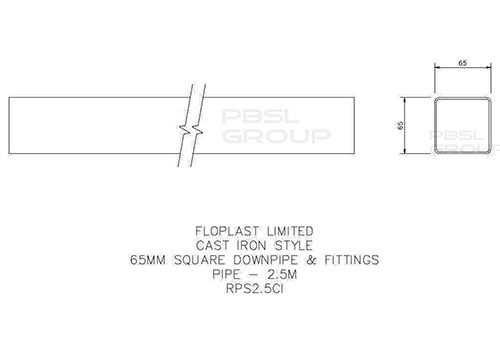FloPlast Square Downpipe - 65mm x 2.5mtr Brown
