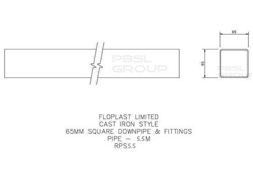 FloPlast Square Downpipe - 65mm x 5.5mtr Brown