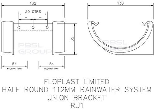 FloPlast Half Round Gutter Union Bracket - 112mm Brown