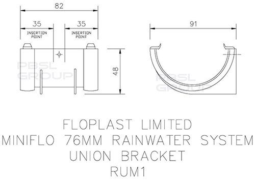 FloPlast Mini Gutter Union Bracket - 76mm White