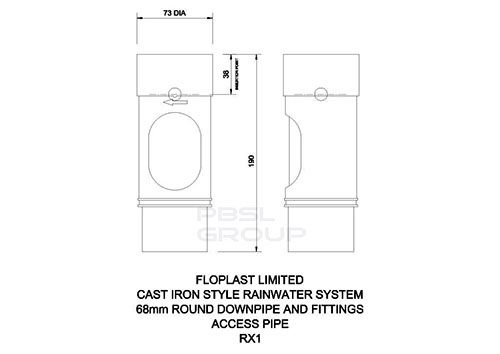FloPlast Round Downpipe Access Pipe - 68mm Black
