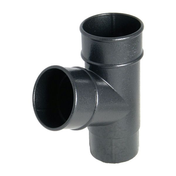 FloPlast Round Downpipe Branch - 112.5 Degree x 68mm Cast Iron Effect
