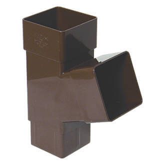 FloPlast Square Downpipe Branch - 112 Degree x 65mm Brown