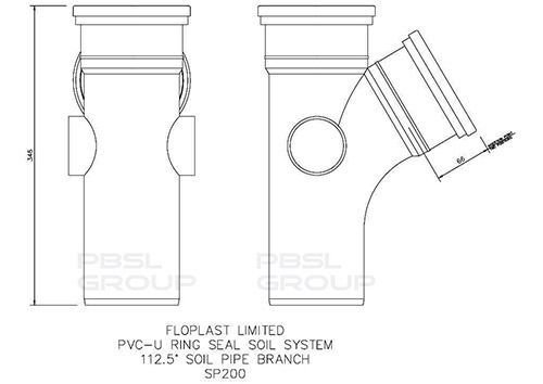 FloPlast Ring Seal Soil Branch Single Socket - 112.5 Degree x 110mm Grey