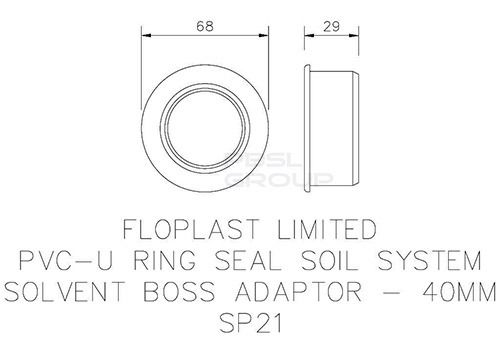 FloPlast Solvent Weld Soil Boss Adaptor - 40mm Grey