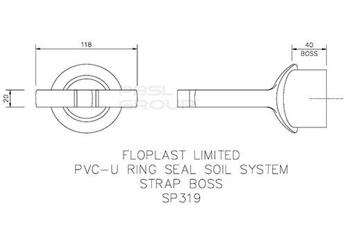 FloPlast Solvent Weld Soil Strap Boss - 110mm White