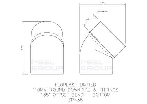 FloPlast Solvent Weld Offset Bend Bottom - 110mm White