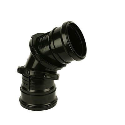 FloPlast Ring Seal Soil Adjustable Bend Double Socket - 0-90 Degree x 110mm Black
