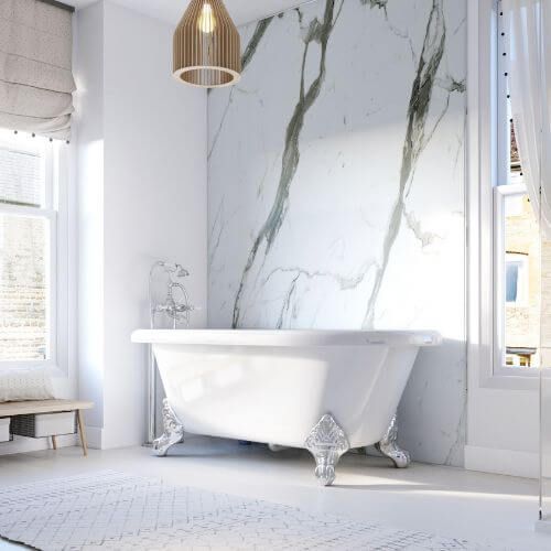 Laminate Shower Wall Panel Square Edge - 900mm x 2440mm x 10.5mm Bianco Carrara