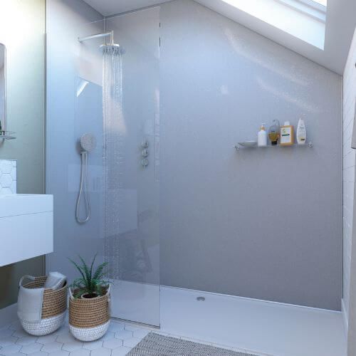 Laminate Shower Wall Panel Square Edge - 900mm x 2440mm x 10.5mm White Sparkle