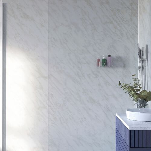 Laminate Shower Wall Panel Square Edge - 900mm x 2440mm x 10.5mm Carrara Marble